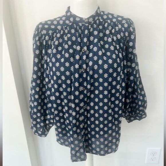 Anthropologie Batwing Textured Full Button Blouse S - Picture 1 of 5